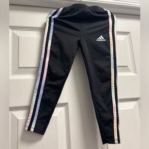Adidas Kids Black Joggers with Pastel Stripes